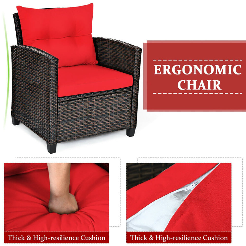3 Piece Rattan Patio Furniture Set