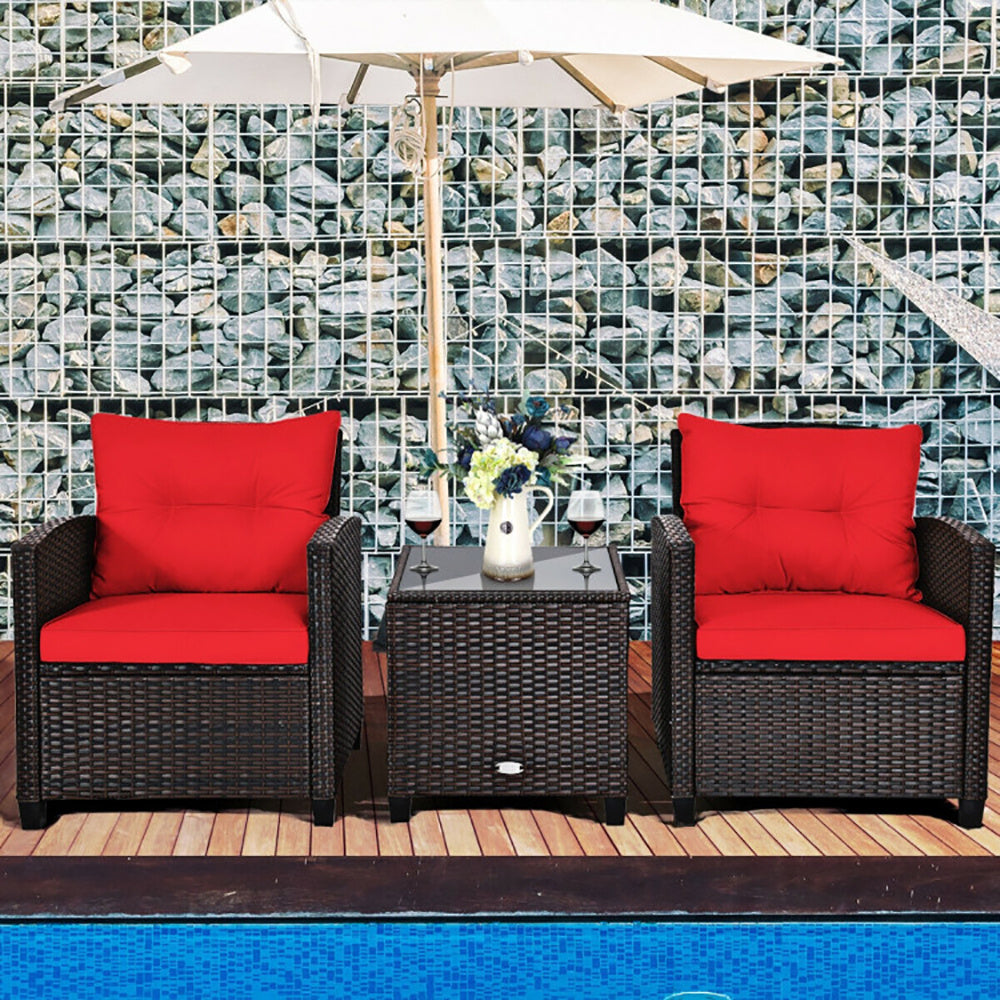 3 Piece Rattan Patio Furniture Set