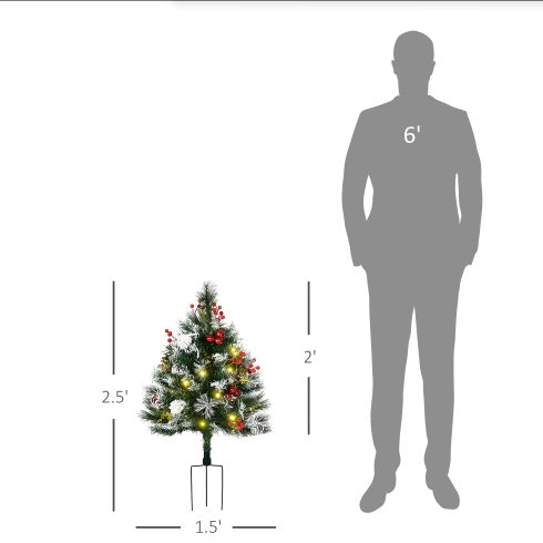 Pre-Lit Outdoor Entryway Artificial Christmas Tree (Set of 2)