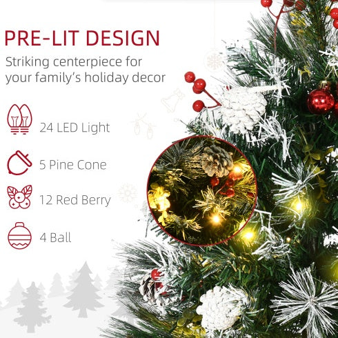 Pre-Lit Outdoor Entryway Artificial Christmas Tree (Set of 2)