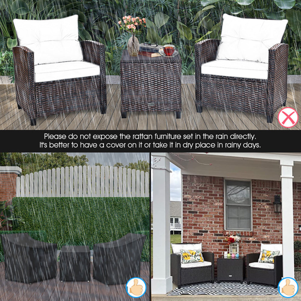 3 Piece Rattan Patio Furniture Set