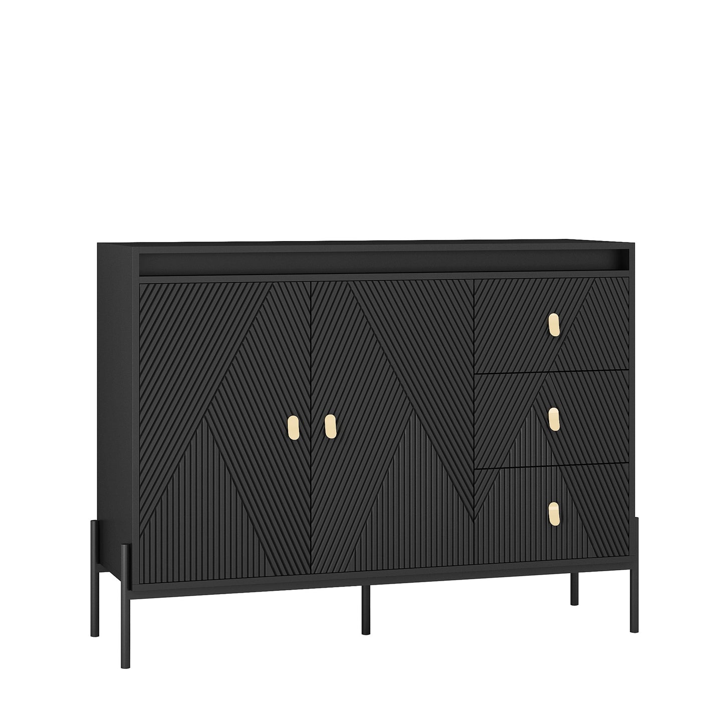 Elegant Fluted Sideboard Cabinet With Led Lights
