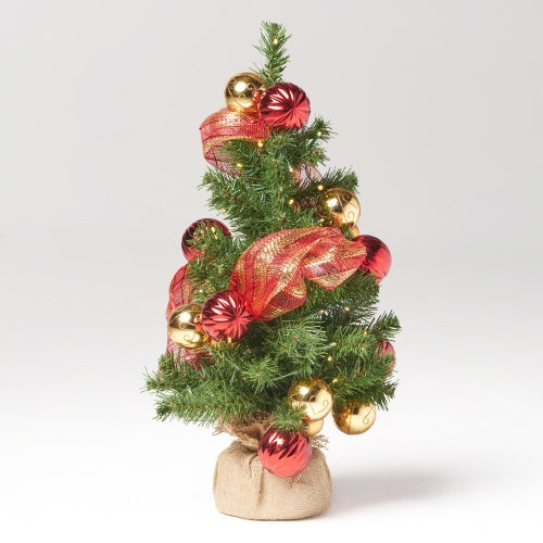 Battery Operated Gold Decorated Linen Tree