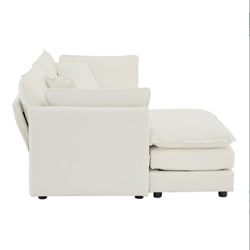 Chenille L-Shaped Sectional With Ottoman
