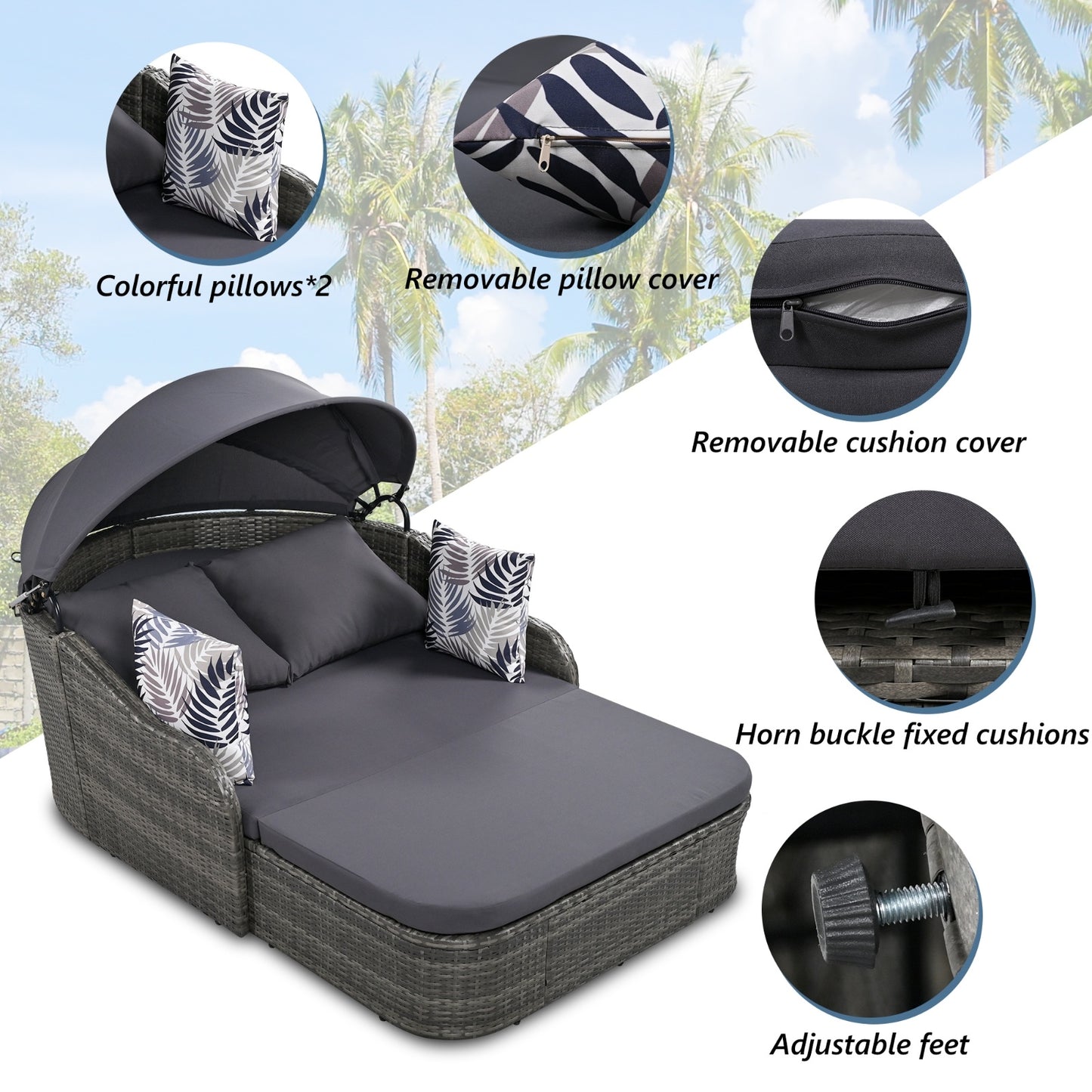 Outdoor Sunbed w/ Canopy