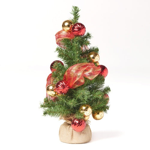 Battery Operated Gold Decorated Linen Tree