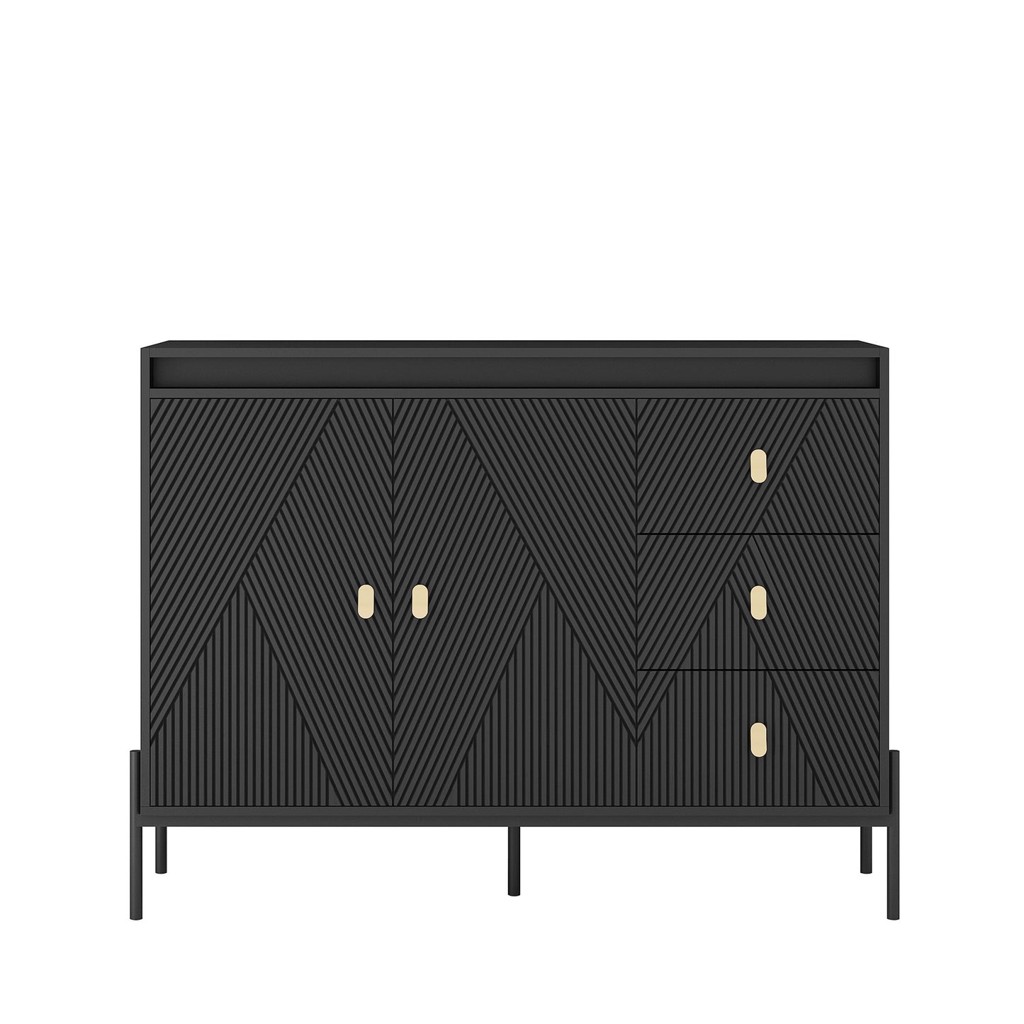Elegant Fluted Sideboard Cabinet With Led Lights