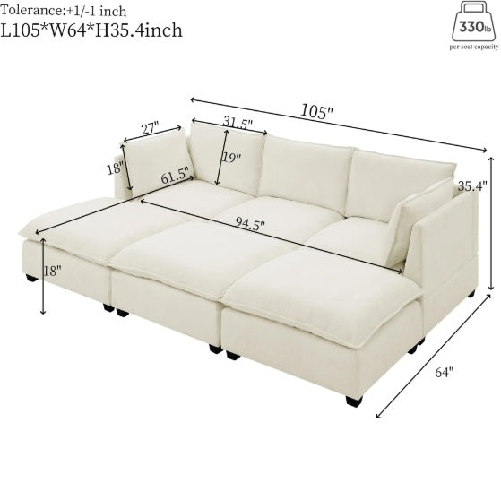Comfy Cloud Sectional Sleeper w/Throw Pillows
