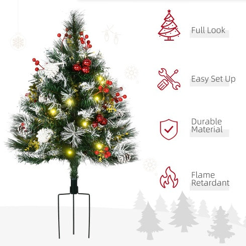 Pre-Lit Outdoor Entryway Artificial Christmas Tree (Set of 2)
