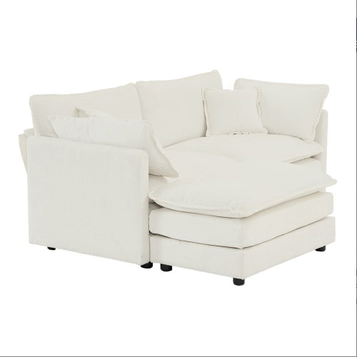 Chenille L-Shaped Sectional With Ottoman
