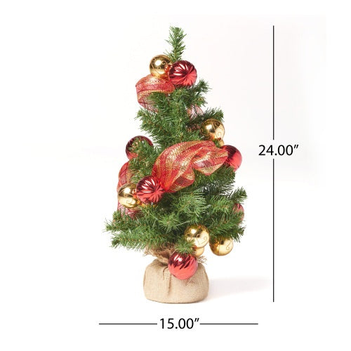 Battery Operated Gold Decorated Linen Tree