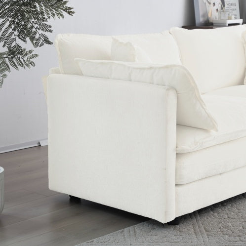 Chenille L-Shaped Sectional With Ottoman
