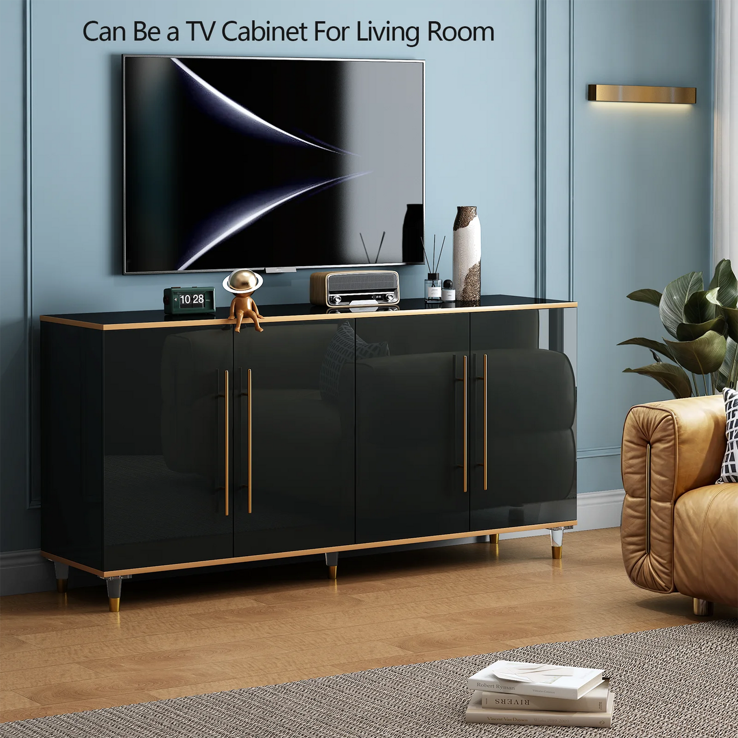 Luxury 63" Buffet Sideboard Cabinet with Adjustable Shelves