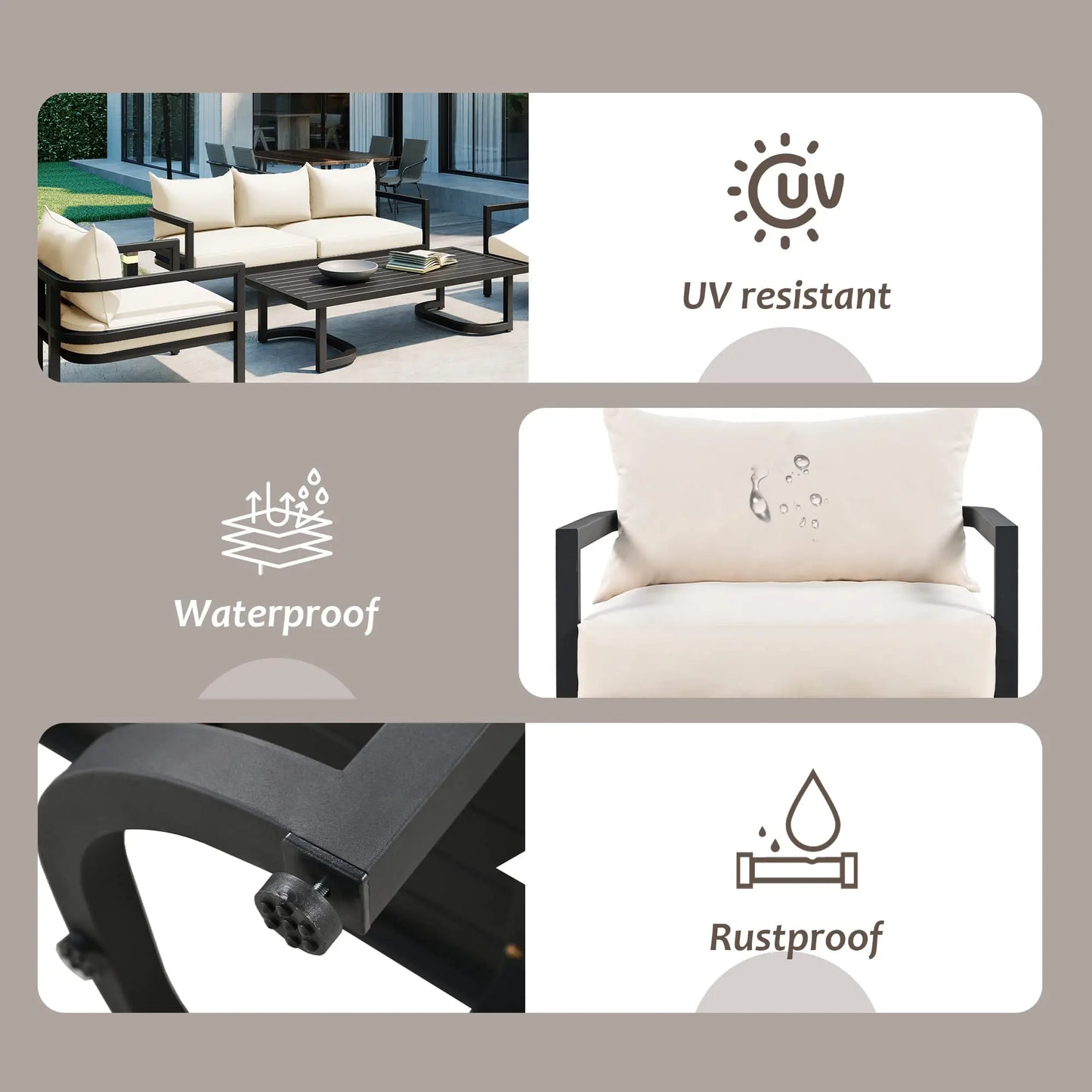 All-Weather Patio Set w/ Coffee Table and Cushions
