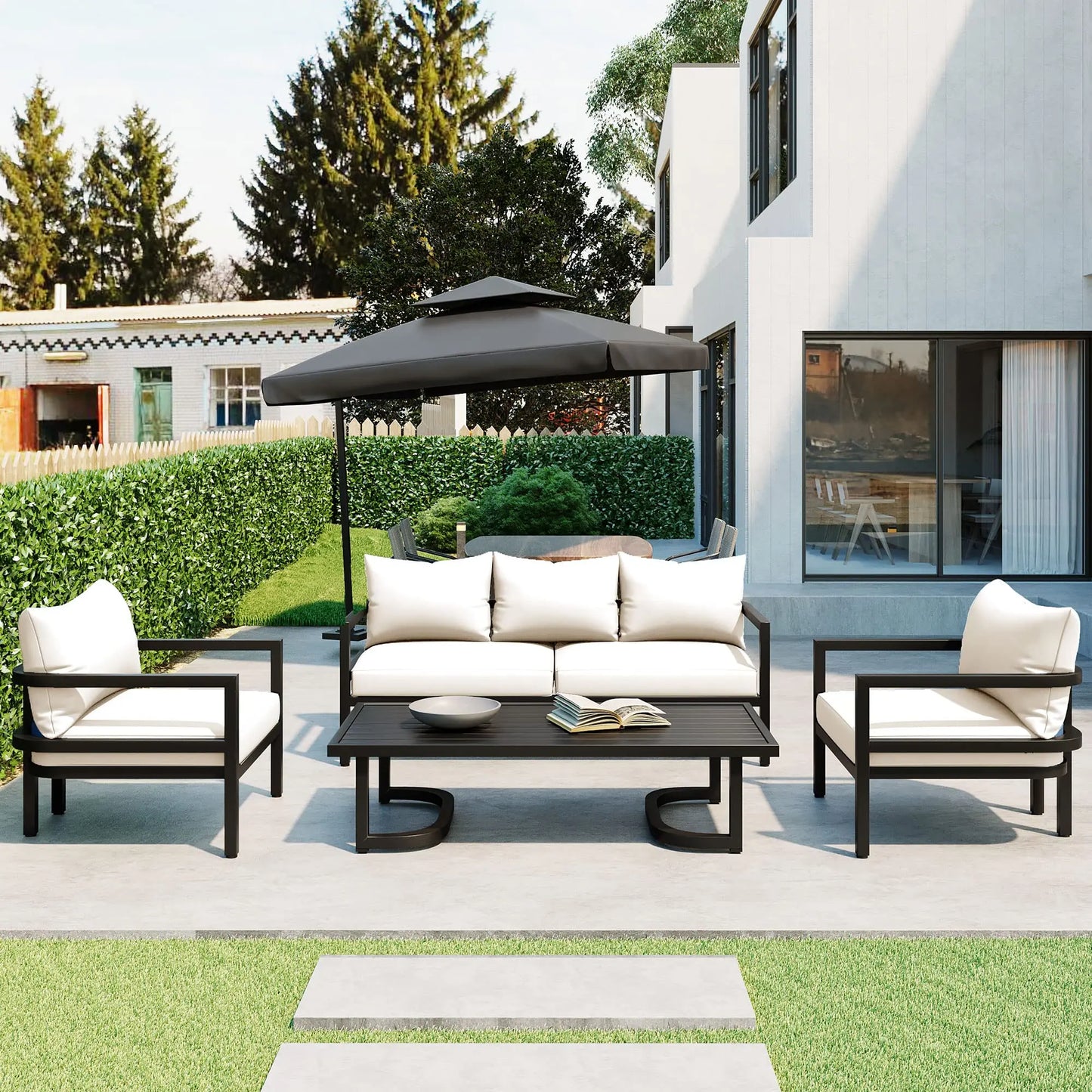 All-Weather Patio Set w/ Coffee Table and Cushions