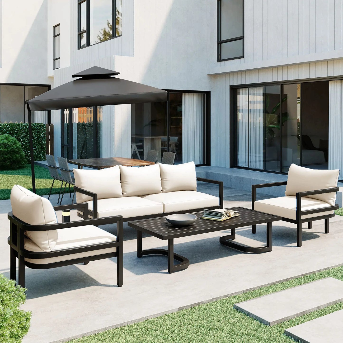 All-Weather Patio Set w/ Coffee Table and Cushions