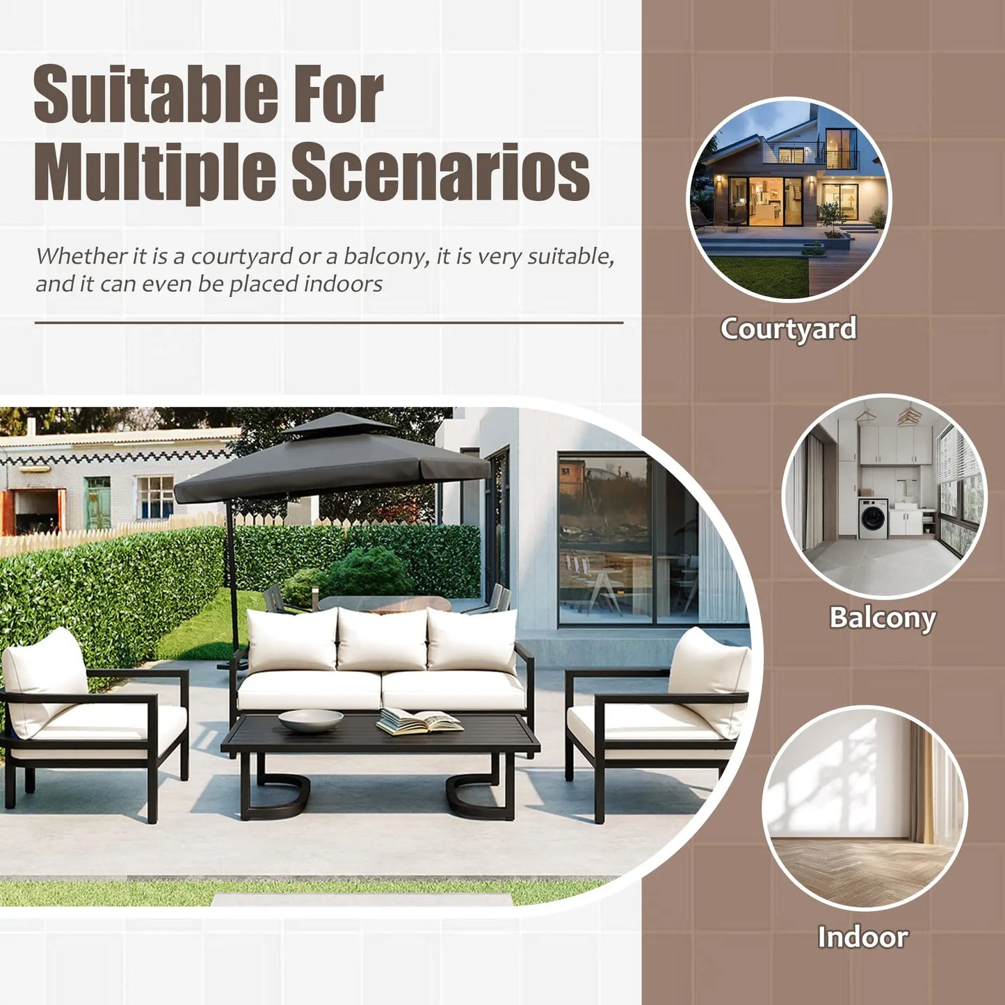 All-Weather Patio Set w/ Coffee Table and Cushions