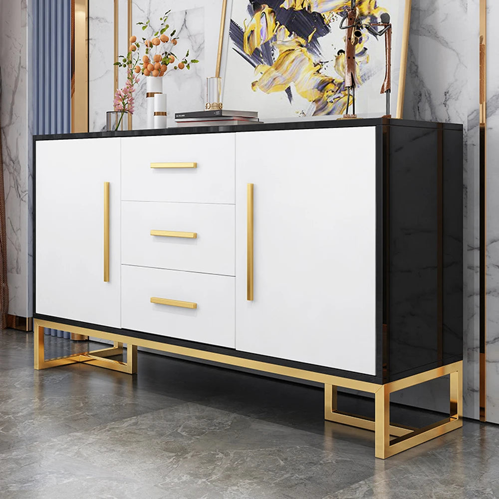 Modern Stainless Steel Black Gold Sideboard