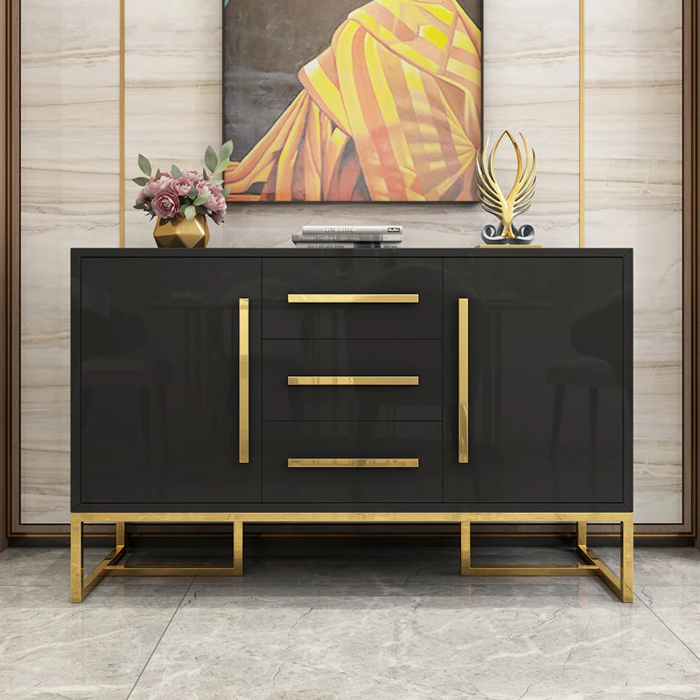 Modern Stainless Steel Black Gold Sideboard