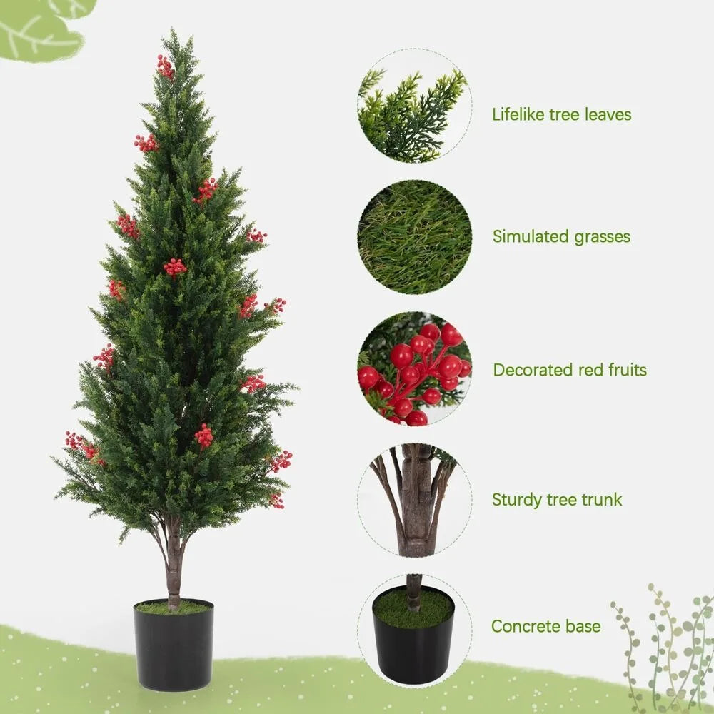 Set of 2 - 5.25 ft Artificial Evergreen Potted Pine Plants