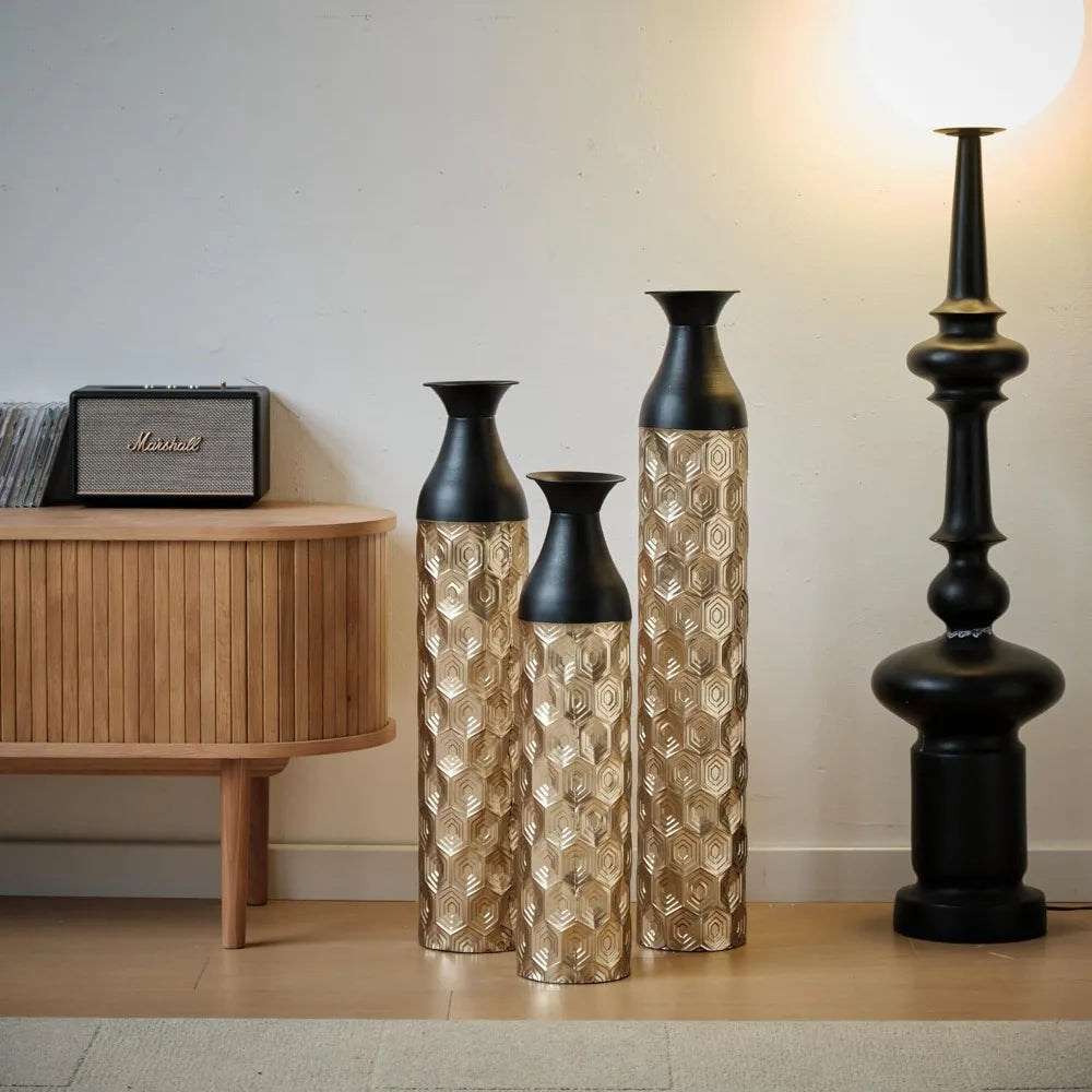 Gold Metallic Metal Vase Centerpiece (Set of3)