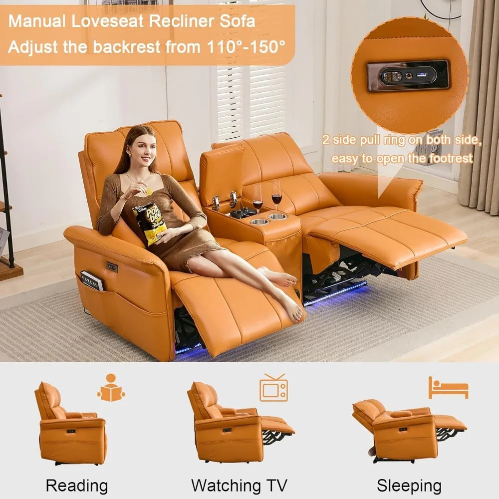 Power Reclining Loveseat Sofa with Cup Holders/USB Outlet