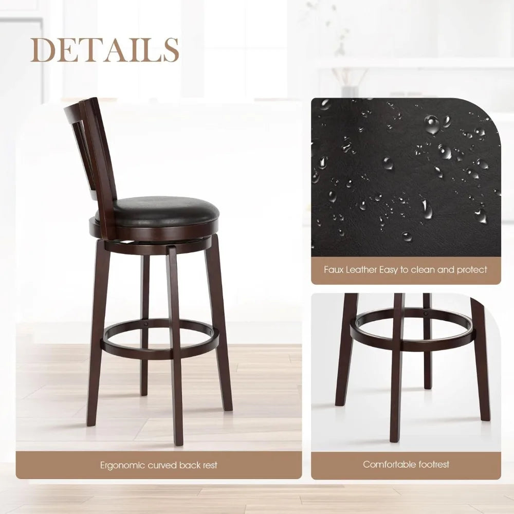 360-Degree Swivel Stools w/Faux Leather Padded Seat (Set of 4)