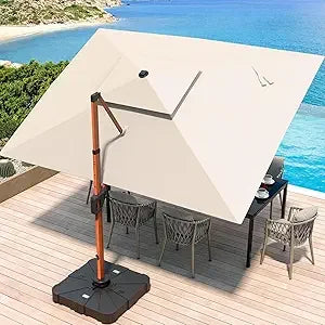 10 X 13 FT Double Top Deluxe Wood Grain Heavy Duty Umbrella