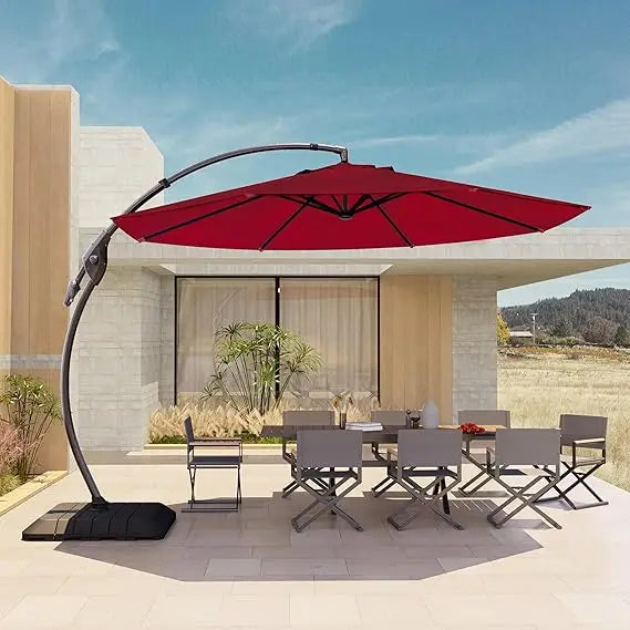11' 360° Rotation Round Aluminum Patio Umbrella without Base for Garden Porch