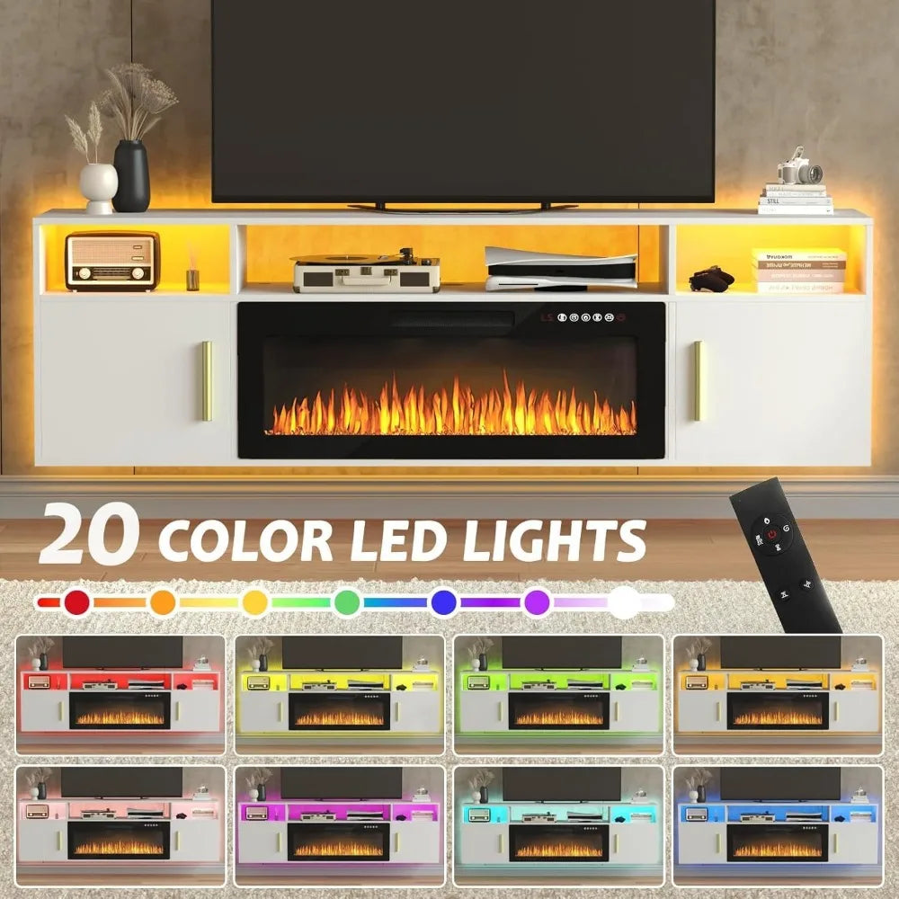 Wall Mounted Entertainment Center with LED Electric Fireplace