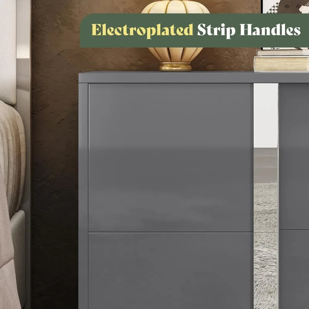 Set of 2 - 23.6" End Tables w/ Drawers, High Gloss UV Finish