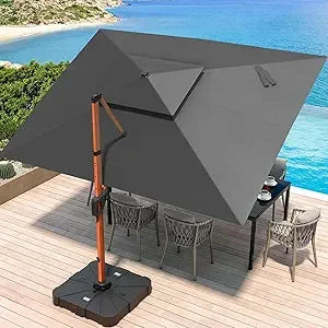 10 X 13 FT Double Top Deluxe Wood Grain Heavy Duty Umbrella