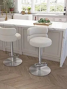 Adjustable Height Velvet Swivel Kitchen Counter Bar Stools
