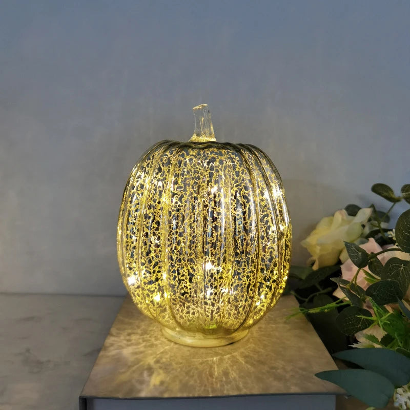 Glass Halloween Pumpkin Lantern Battery Operated