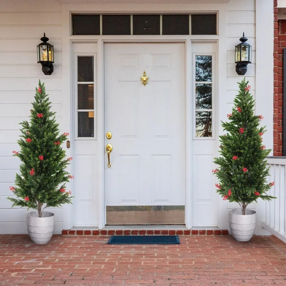 Set of 2 - 5.25 ft Artificial Evergreen Potted Pine Plants
