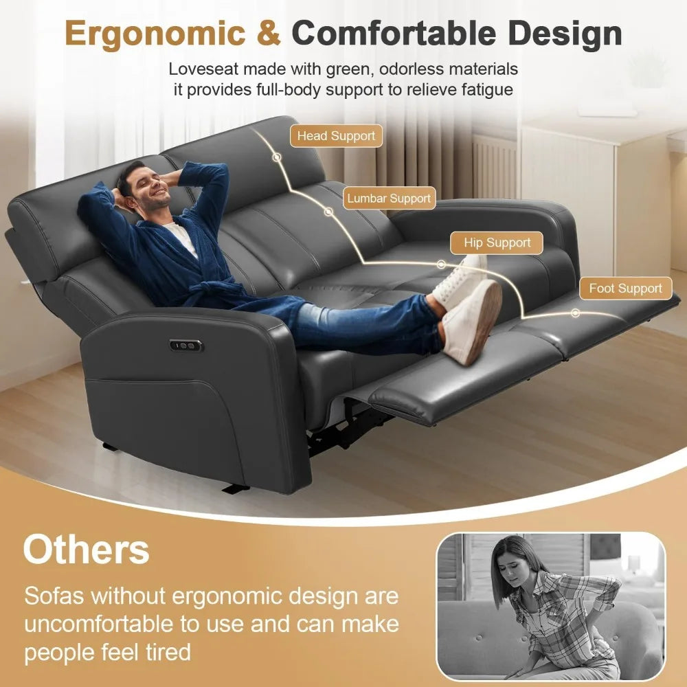 Adjustable Reclining Loveseat with 3-Position Headset