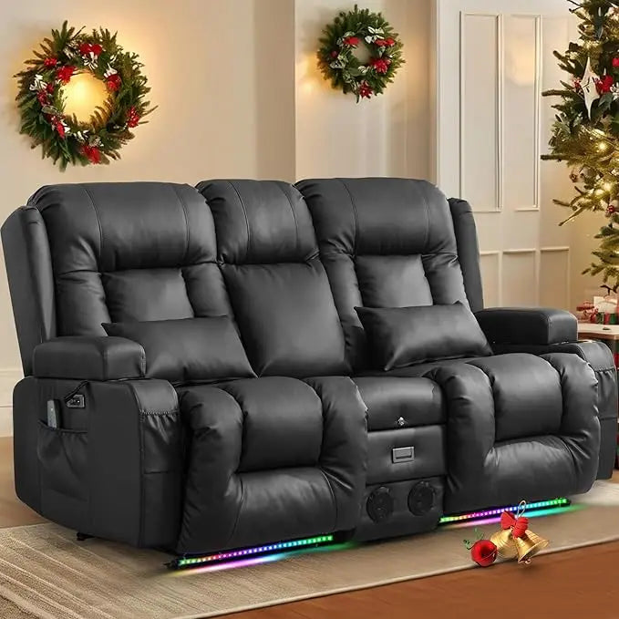 Power Loveseat Recliner with Massage & Heat Feature