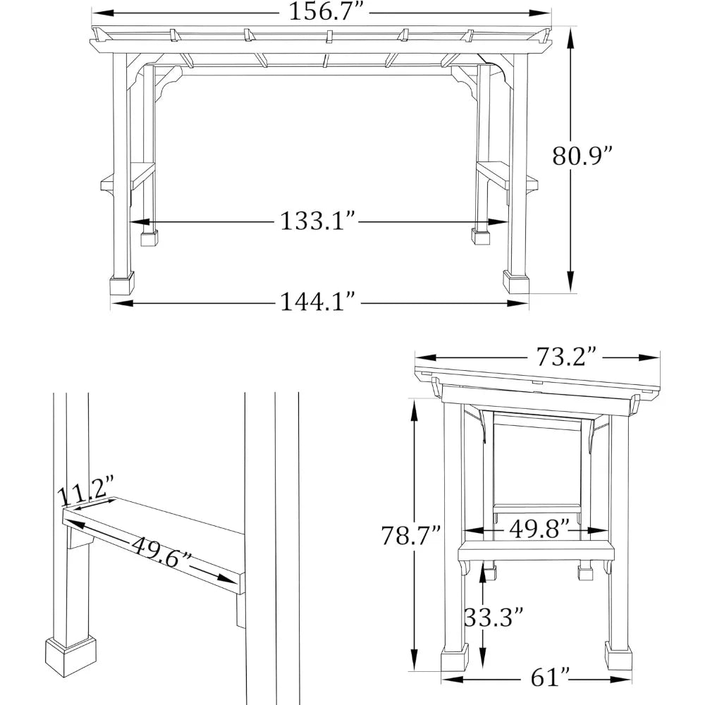 6’x13’ BBQ Grill Gazebo with Galvanized Steel Roof