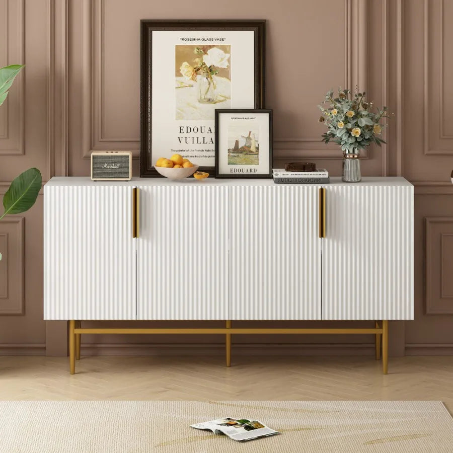 Elegant Gold Metal Handle Buffet Cabinet