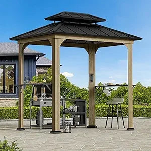 10'x10' Hardtop Gazebo with Galvanized Steel Roof & 4 LED Lights