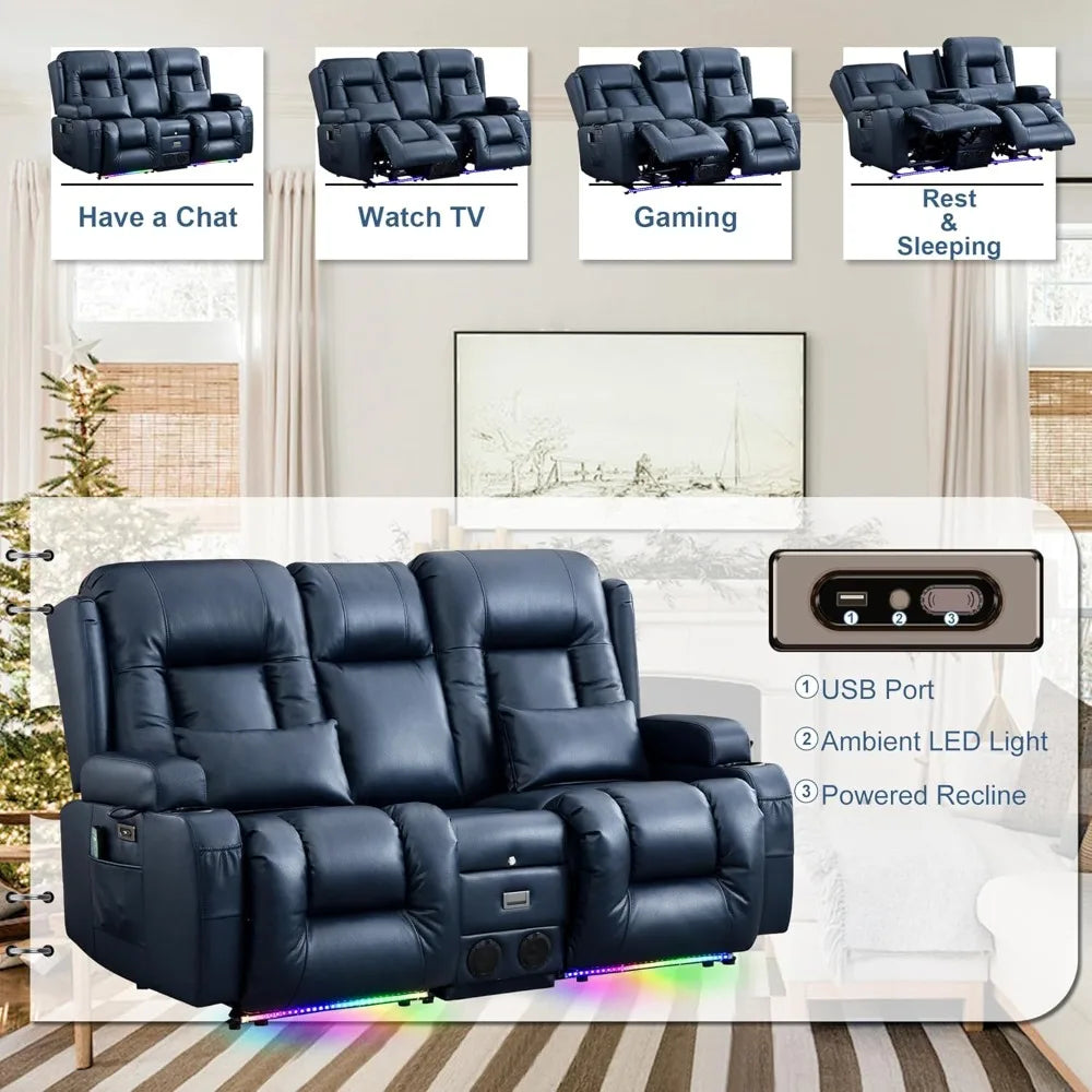 Power Loveseat Recliner with Massage & Heat Feature