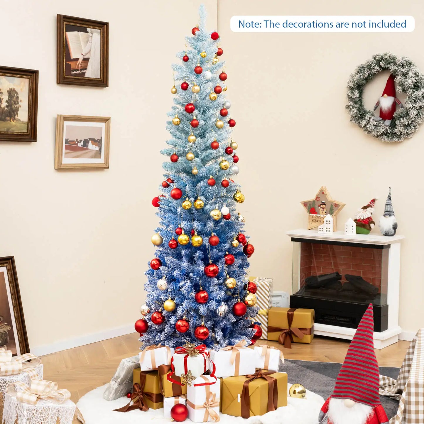 6ft. Blue Gradient Snow Flocked Artificial Christmas Tree w/435 Lush Branch Tips