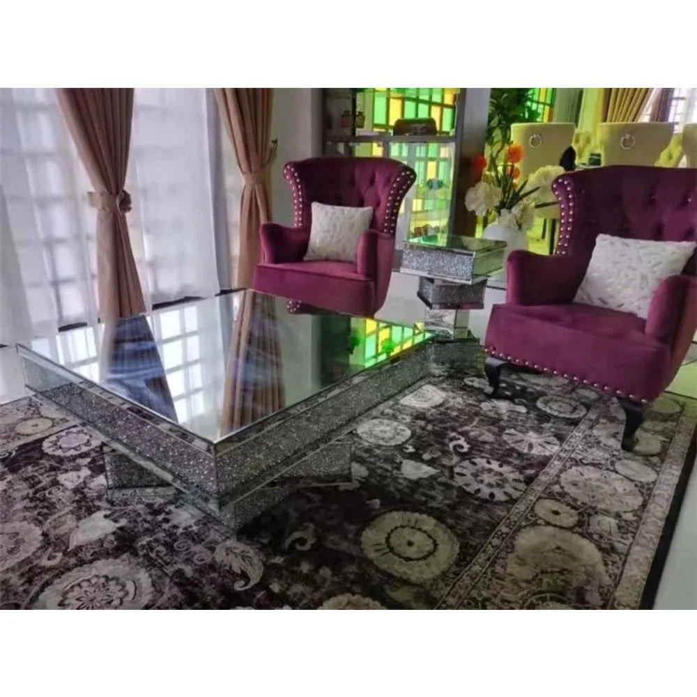 Diamond Shape Coffee Table With Crushed Diamonds Inlay