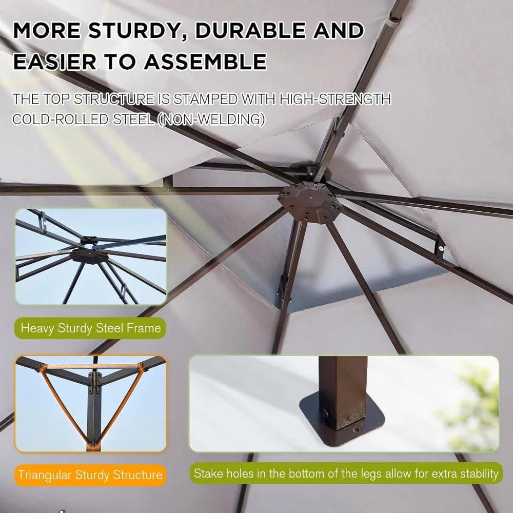 10x12ft. Patio Gazebo with Mosquito Netting