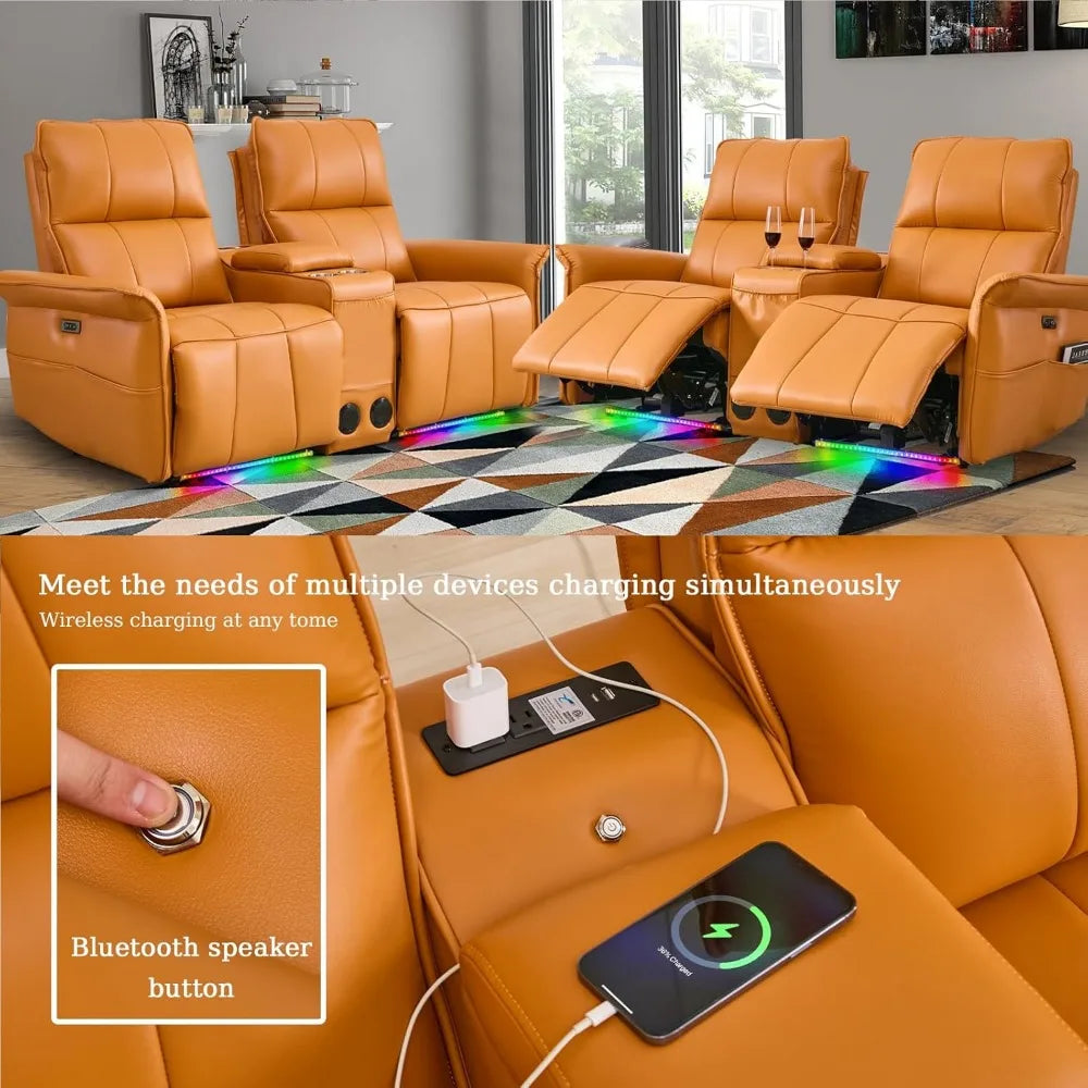 Power Reclining Loveseat Sofa with Cup Holders/USB Outlet