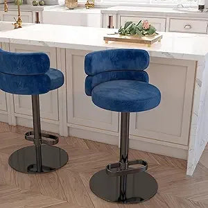 Adjustable Height Velvet Swivel Kitchen Counter Bar Stools