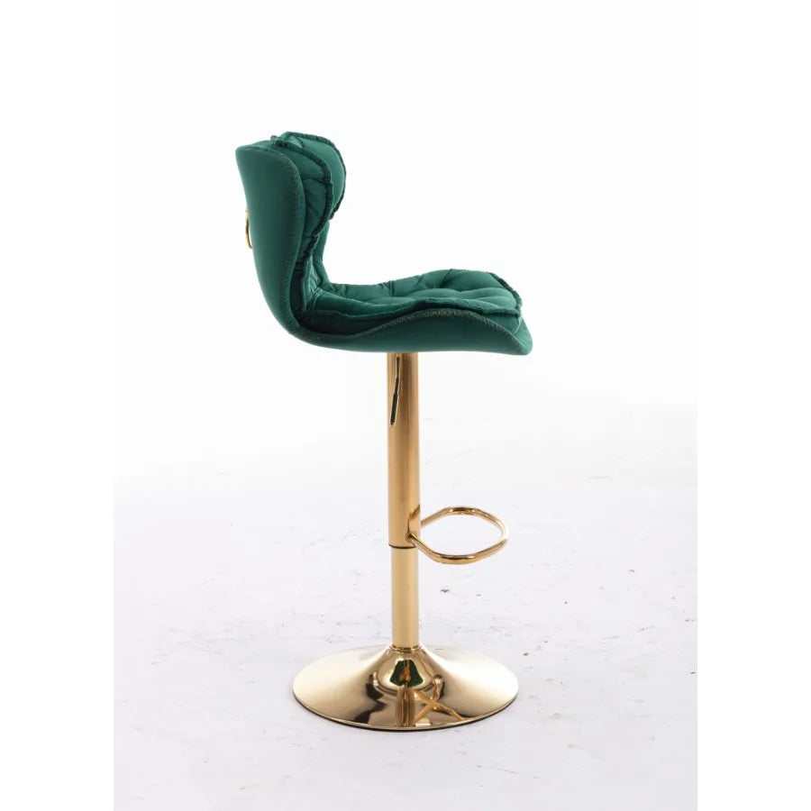 Set of 2 Bar Stools with Chrome Footrest and Base