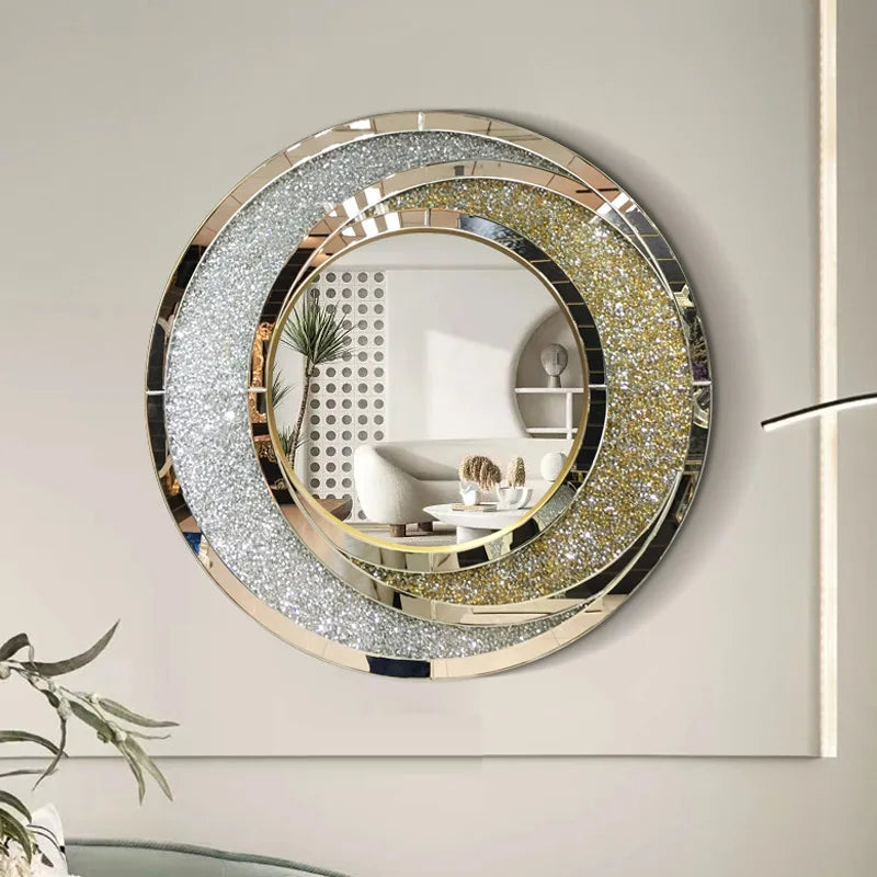 Luxury Diamond-Set Round Mirror