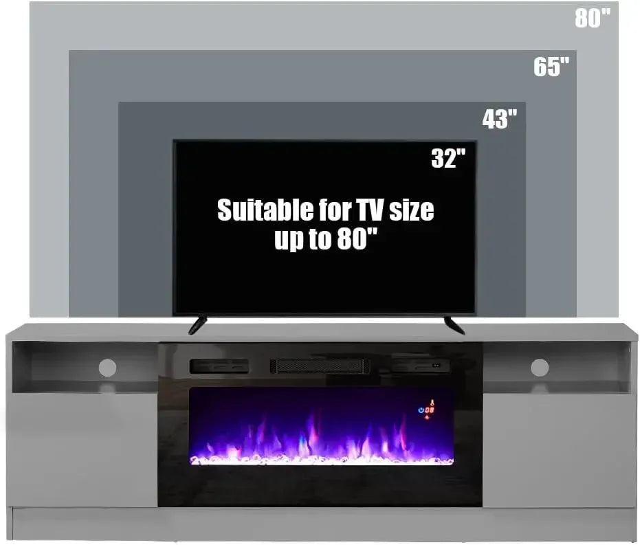 LED Light Entertainment Center with 36" Electric Fireplace