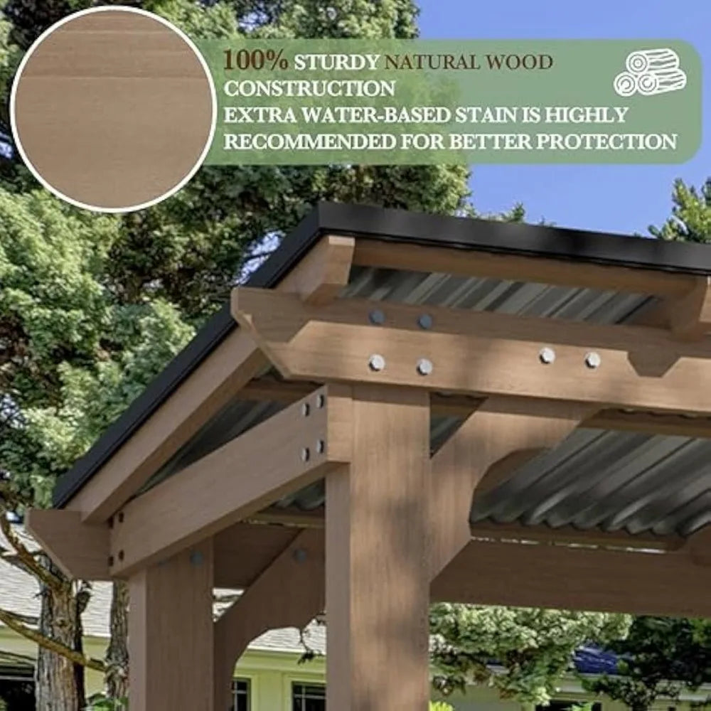 8' x 5' Wooden Grill Gazebo w/Sloping Hardtop Metal Roof